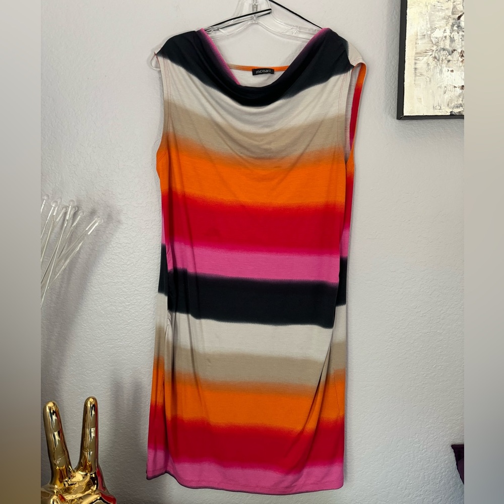 Monari Multicolor Stripe Dress. Monari is German Designer. CA Size 12 Fit US 10.